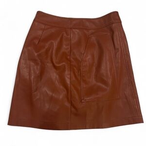 LOFT Rich Brown Leather Mini Skirt